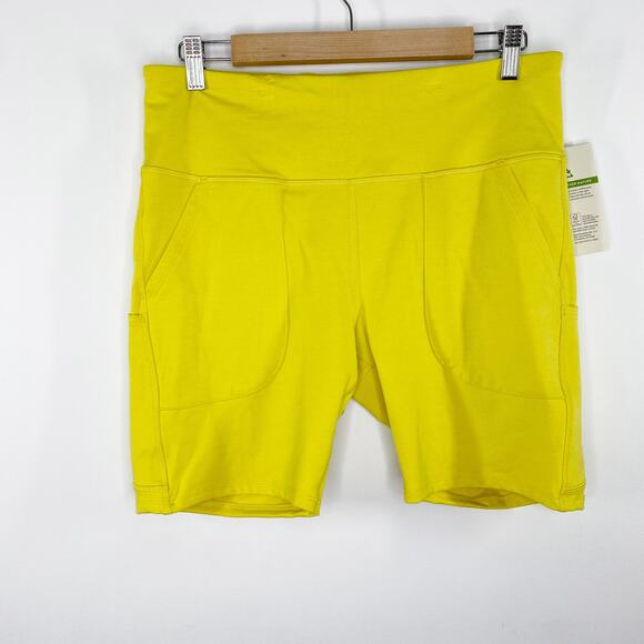 Alpine Design Yellow Fitted High Rise Bike Shorts Activewear Womens Size Large - Picture 1 of 9